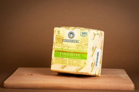 Сыр твердый "Фенугрек"(с пажитником) 50% жира брус 738 фото